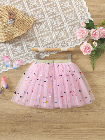 Young Girl Cute Butterfly Mesh Tulle Skirt