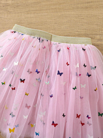 Young Girl Cute Butterfly Mesh Tulle Skirt