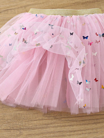 Young Girl Cute Butterfly Mesh Tulle Skirt