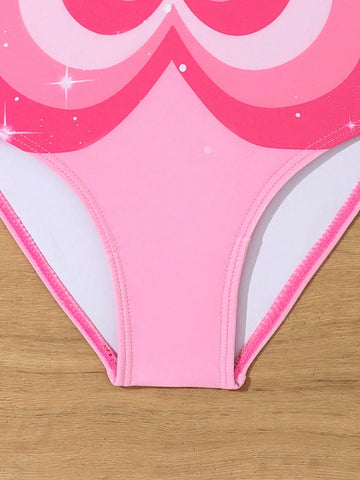 Young Girl Cute Butterfly Print One-Piece Swimsuit