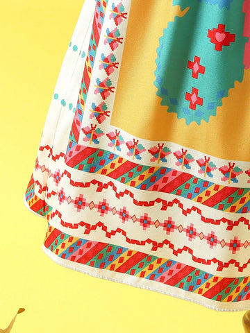 Young Girl Cute Butterfly Retro Pattern Vacation Dress