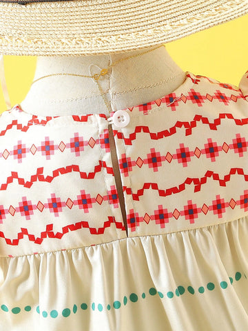 Young Girl Cute Butterfly Retro Pattern Vacation Dress