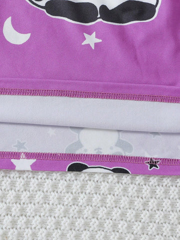 Young Girl Cute Cartoon Bear Pattern Comfortable Pajamas, Spring And Autumn