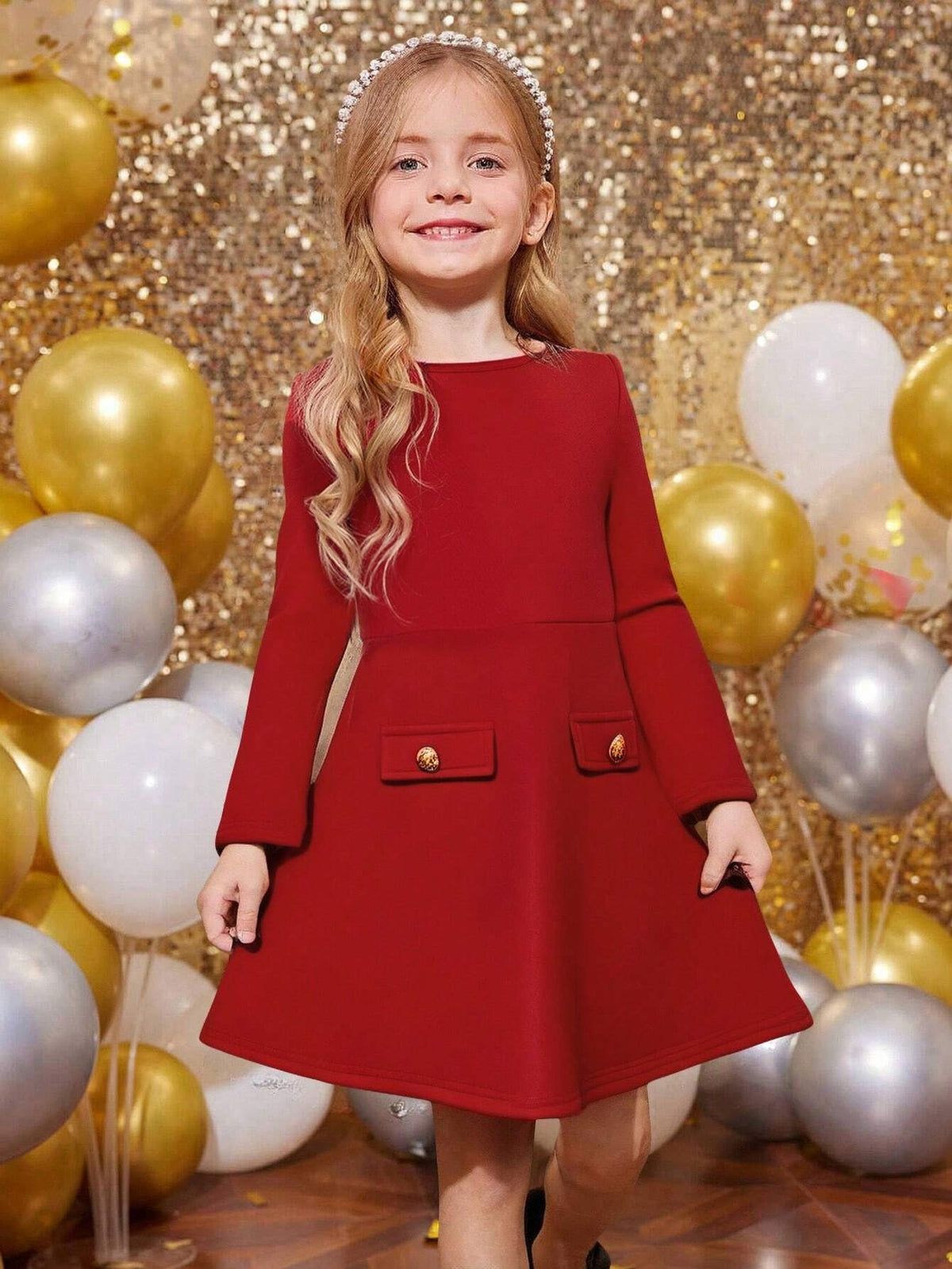 Young Girl Cute Crew Neck Long Sleeve Fitted Elegant Trendy Mini A-Line Knit Dress ,Vintage & Sweet,Versatile, For Birthday Party, Vacation, College Style