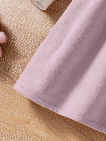 Young Girl' Cute Fashion Polka Dot Patchwork Rabbit Ear Decor Bow Ruffle Collar Long Sleeve Dress, Autumn/Winter New Arrival