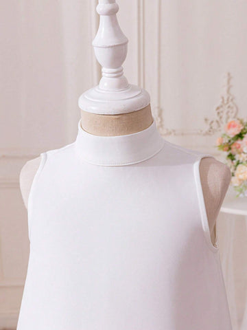 Young Girl Cute Feathers Hem Decorated A-Line Dress