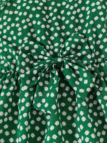 Young Girl Cute Polka Dot Print Ruffle Trim Cami Dress For Summer Party Gift