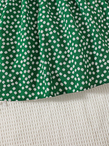 Young Girl Cute Polka Dot Print Ruffle Trim Cami Dress For Summer Party Gift