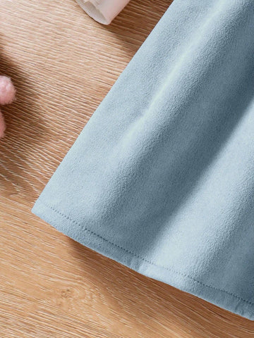 Young Girl' Cute Polka Dot & Rabbit Ear Design Ruffled Collar Long Sleeve Dress, Autumn/Winter New