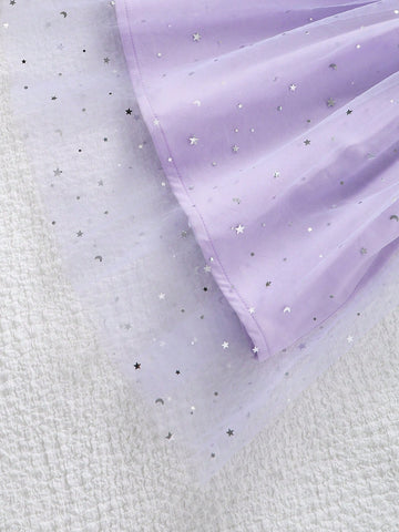 Young Girl' Cute Sleeveless Star Mesh Summer Dress