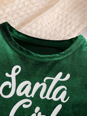 Young Girl Cute Velvet Christmas Dress