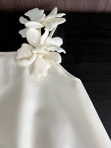 Young Girl Cute Woven Fabric Plain Cami Dress For Summer