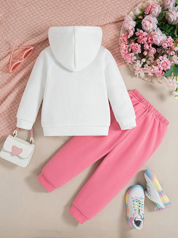 Young Girl "Daddy's Girls" Printed Fleece Hoodie And Casual Outfit Set