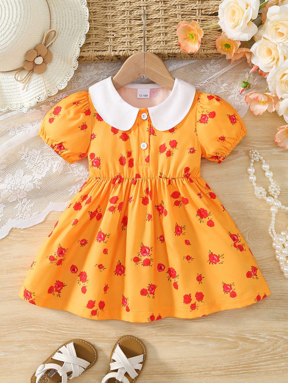 Young Girl Ditsy Floral Puff Sleeve Dress