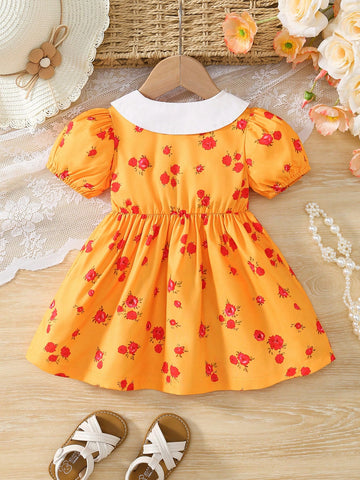 Young Girl Ditsy Floral Puff Sleeve Dress