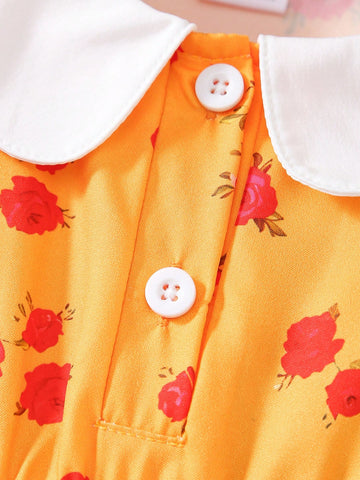 Young Girl Ditsy Floral Puff Sleeve Dress