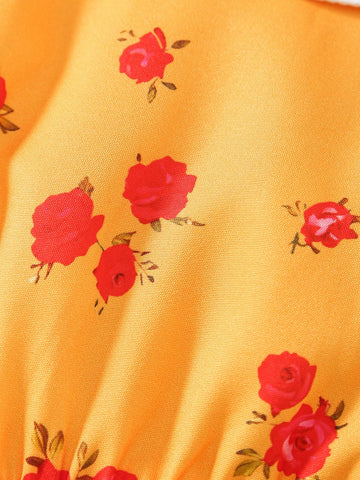 Young Girl Ditsy Floral Puff Sleeve Dress