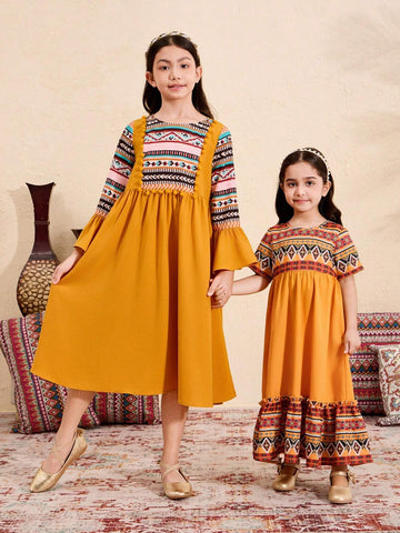 Young Girl Ditsy Floral Round Neck Bodycon Dress