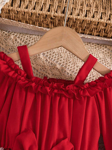 Young Girl Ditsy Floral Ruffle Collar Long Sleeve Thin Valentine's Day Dress