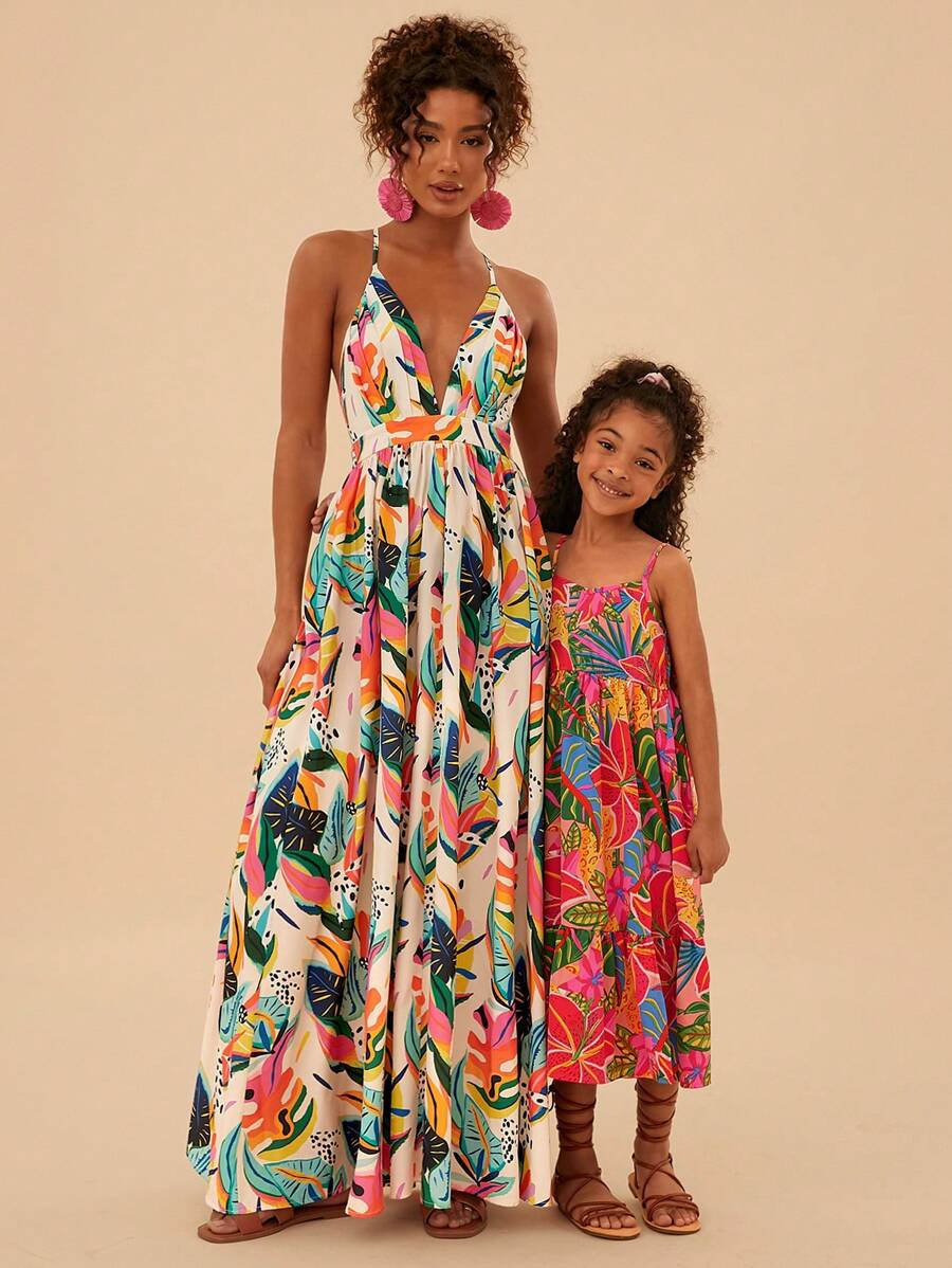 Young Girl Ditsy Floral Sleeveless Casual Dress