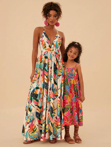 Young Girl Ditsy Floral Sleeveless Casual Dress