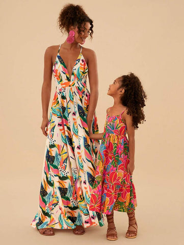 Young Girl Ditsy Floral Sleeveless Casual Dress