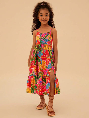 Young Girl Ditsy Floral Sleeveless Casual Dress