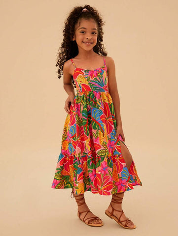 Young Girl Ditsy Floral Sleeveless Casual Dress