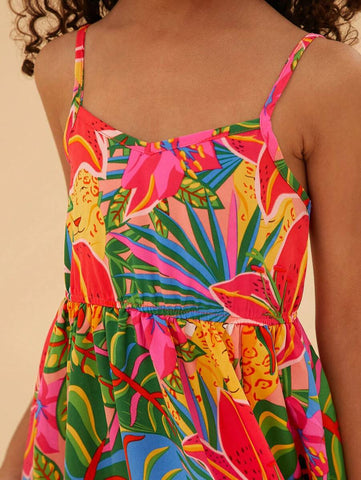 Young Girl Ditsy Floral Sleeveless Casual Dress