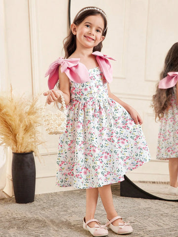 Young Girl Ditsy Floral Sleeveless Pleated Swing Dress