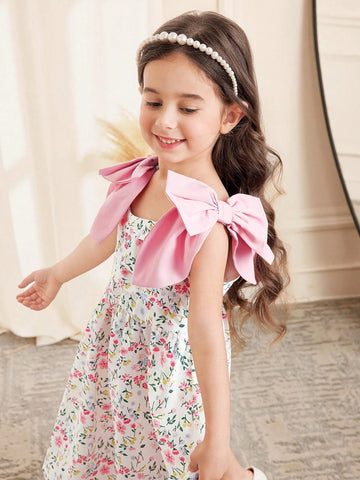 Young Girl Ditsy Floral Sleeveless Pleated Swing Dress