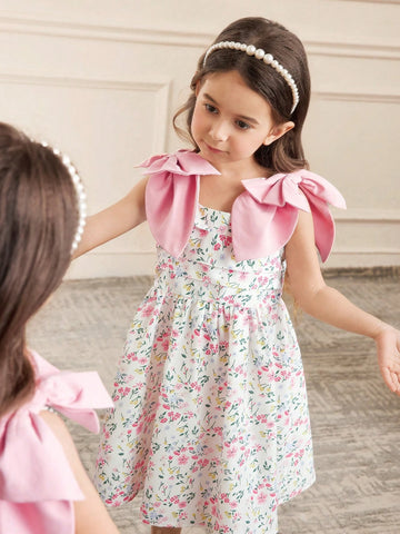 Young Girl Ditsy Floral Sleeveless Pleated Swing Dress