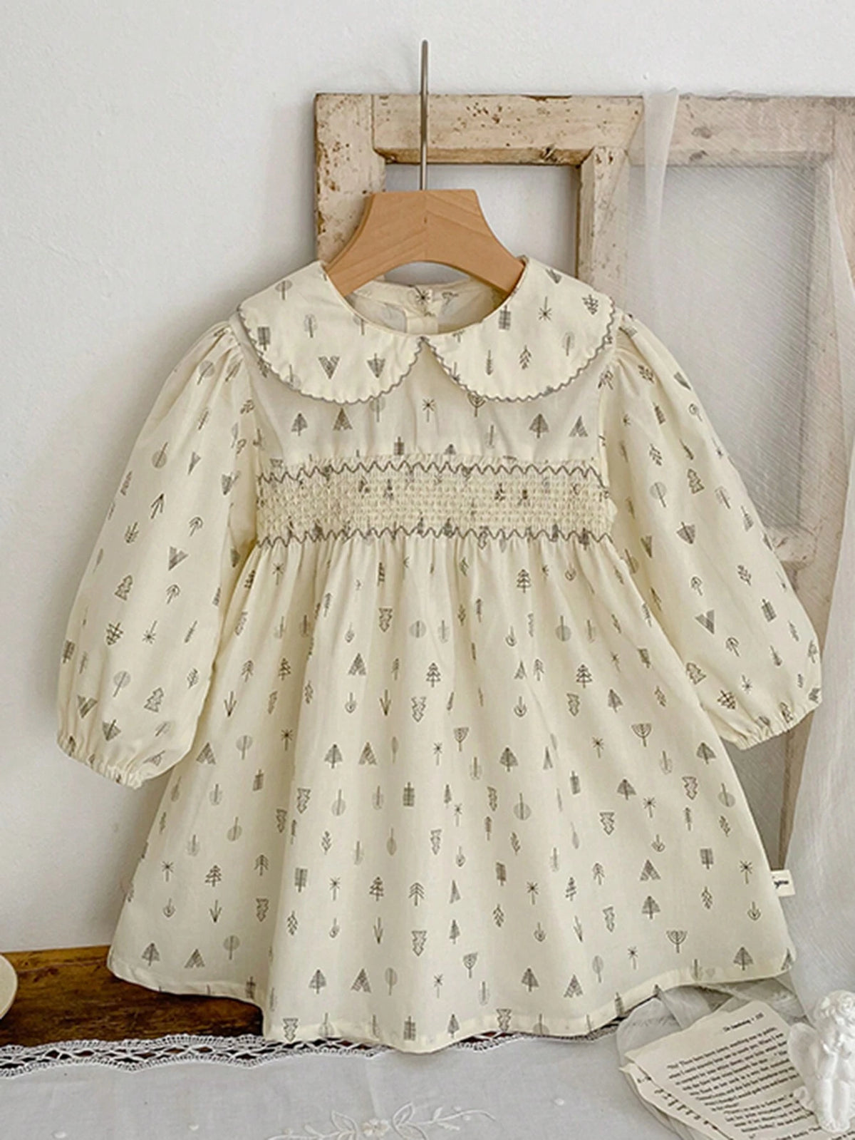 Young Girl Doll Collar Printed Spring Summer Dress