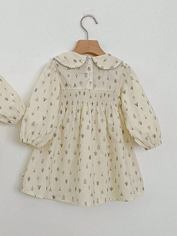 Young Girl Doll Collar Printed Spring Summer Dress
