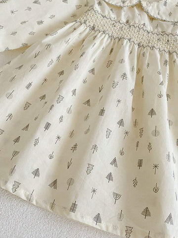Young Girl Doll Collar Printed Spring Summer Dress