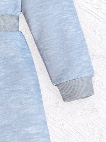 Young Girl Dress, Autumn/Winter New Casual Loose Pullover Letter Print Sweatshirt Long Sleeve Mini Dress