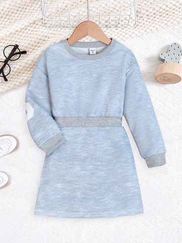 Young Girl Dress, Autumn/Winter New Casual Loose Pullover Letter Print Sweatshirt Long Sleeve Mini Dress