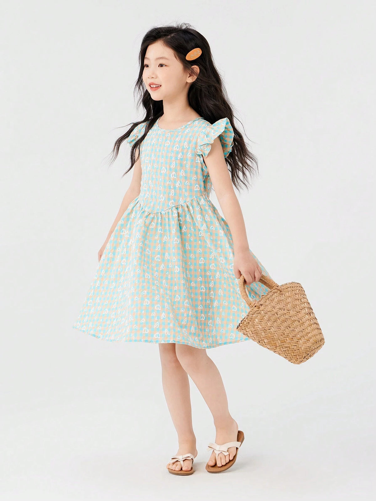 Young Girl Dress Children's Flying Sleeve Princess Dress, Summer 2024 New Style Girls' Fashionable Summer Dress