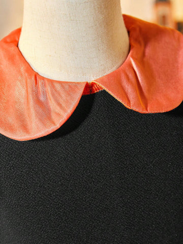 Young Girl Dress, The Dress Features A Classic Black Color Scheme, Which Is Elegant And Versatile