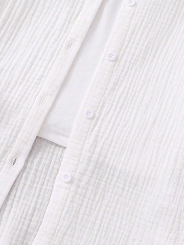 Young Girl Drop Shoulder Solid Longline Shirt Summer / Fall Blouse Tops Vacation Clothes,Great For Casual & Daily Wear & School Daily