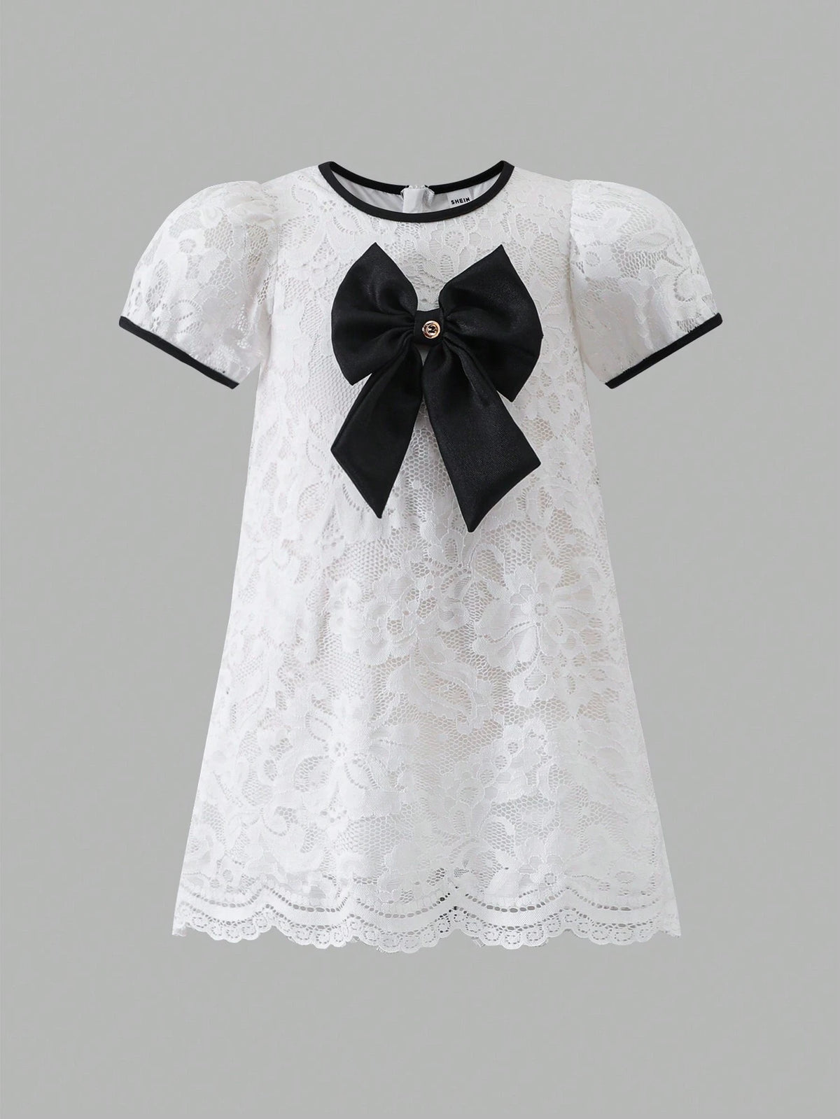 Young Girl Elegant And Lace Texture 3D Bowknot Dress