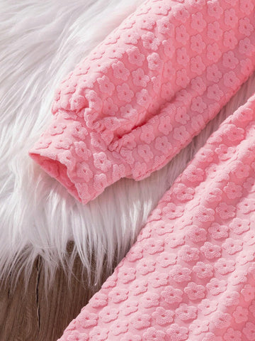 Young Girl Elegant Cap Sleeve Jacquard Pattern Dress, Suitable For Birthday Gift, New Year Gift, Party, Outdoor, Daily Wear