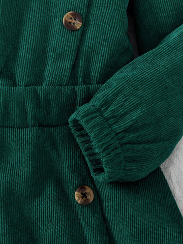 Young Girl' Elegant Corduroy Christmas Beret Dress
