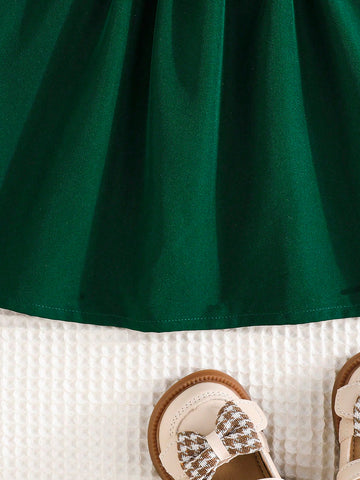 Young Girl Elegant Embroidery A-Line Dress With Flutter Sleeves, Fashionable & Breathable For Spring/Summer