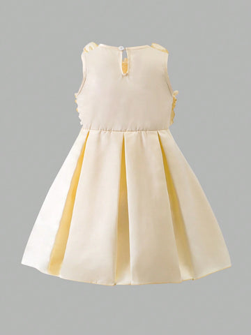 Young Girl Elegant Layered Ruffle Hem Princess Dress With 3D Floral Embellishment