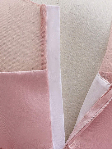 Young Girl Elegant Puff Sleeve Tulle Dress With Bow Decoration For Host, Birthday Party, Showcasing And Walking