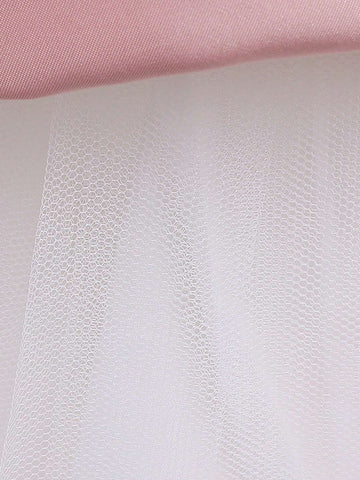 Young Girl Elegant Puff Sleeve Tulle Dress With Bow Decoration For Host, Birthday Party, Showcasing And Walking