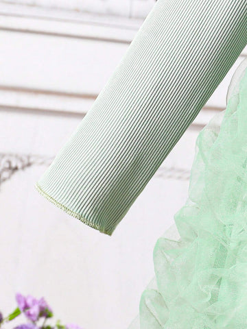 Young Girl Elegant Stylish Red Party Dress, Mixed Furry Fabric, Suitable For Birthday, New Year, Party, Outing, Daily Wear, Fit For Autumn & Spring, Fashion Trendy Cute Girly