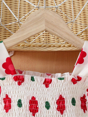 Young Girl European And American Girls Cute Flower Print Casual Summer Dress , Vacation And Party Princess Dress