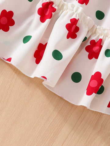 Young Girl European And American Girls Cute Flower Print Casual Summer Dress , Vacation And Party Princess Dress